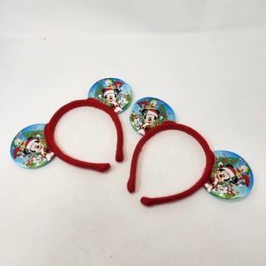 Disney Mickey Mouse Donald Duck Mickey Ears Christmas Holiday Headband Set of 2